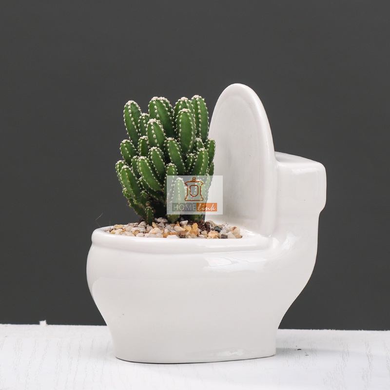 Personalized cartoon toilet shaped succulent flower pot