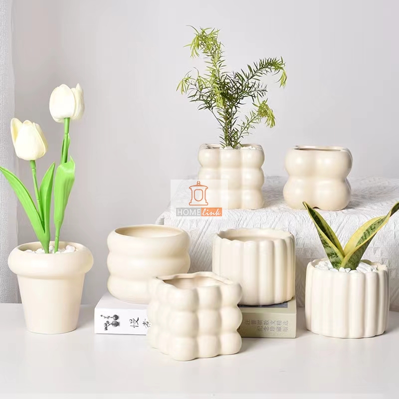 Nordic light luxury milk oil wind premium flower pot