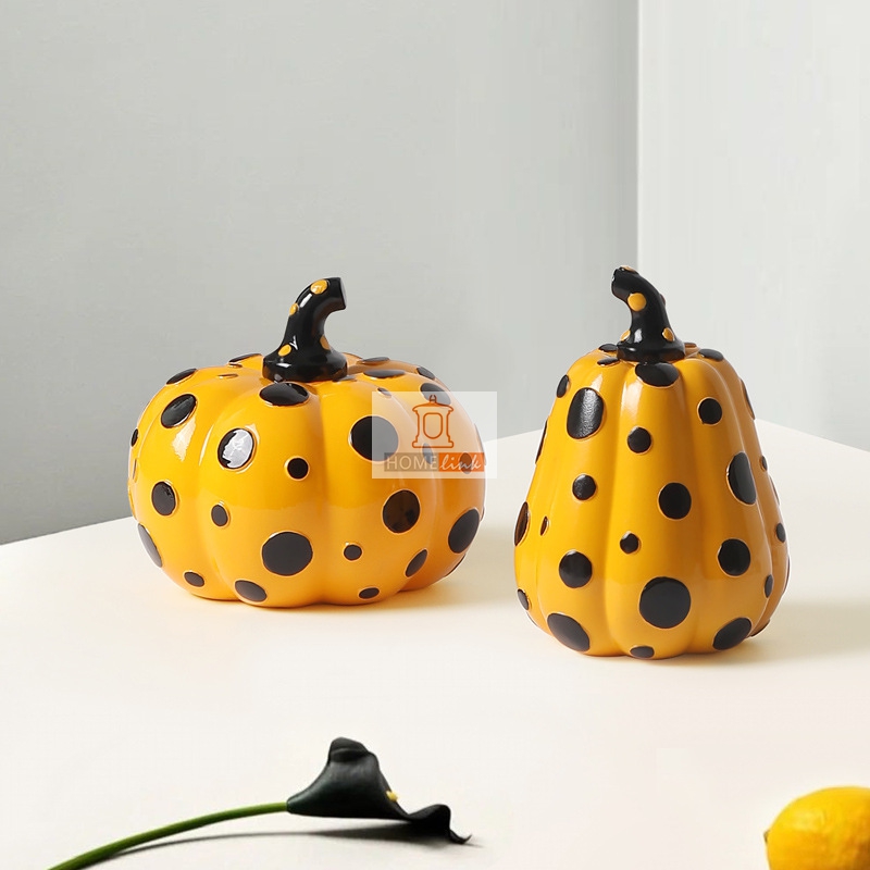 Nordic polka dot pumpkin art ornament