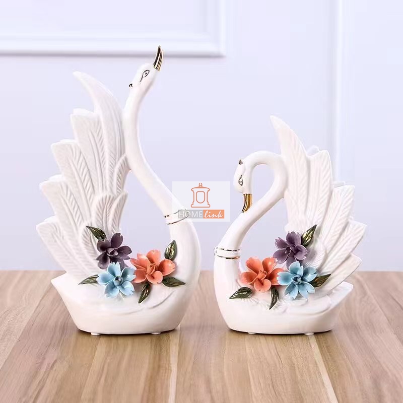 European style white swan wedding handicraft ornaments