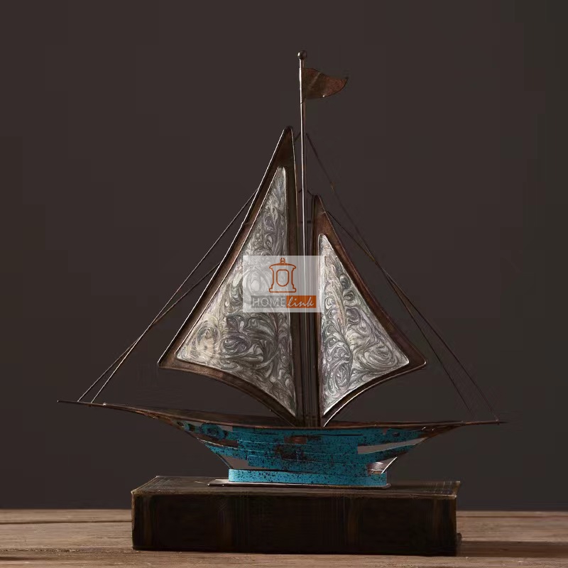Nordic Iron Art Sailboat Craft Decoration
