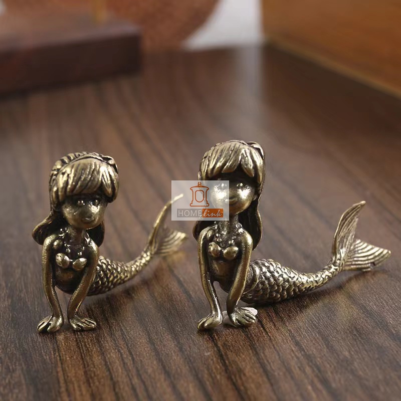 Retro brass sea daughter mermaid ornament