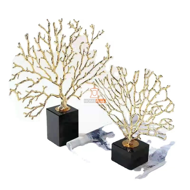 Nordic light luxury metal coral creative ornaments