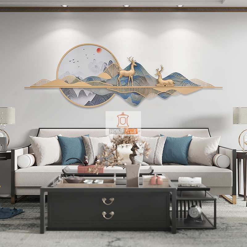 European style wall hanging paintings, living room wall iron pendants