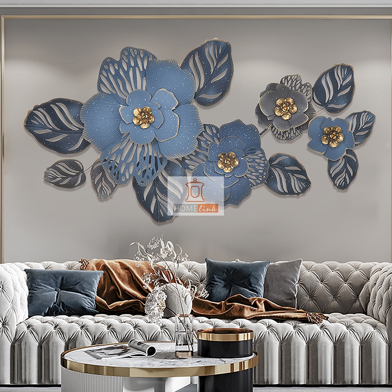 New Chinese style three-dimensional wall hanging iron flower decoration
