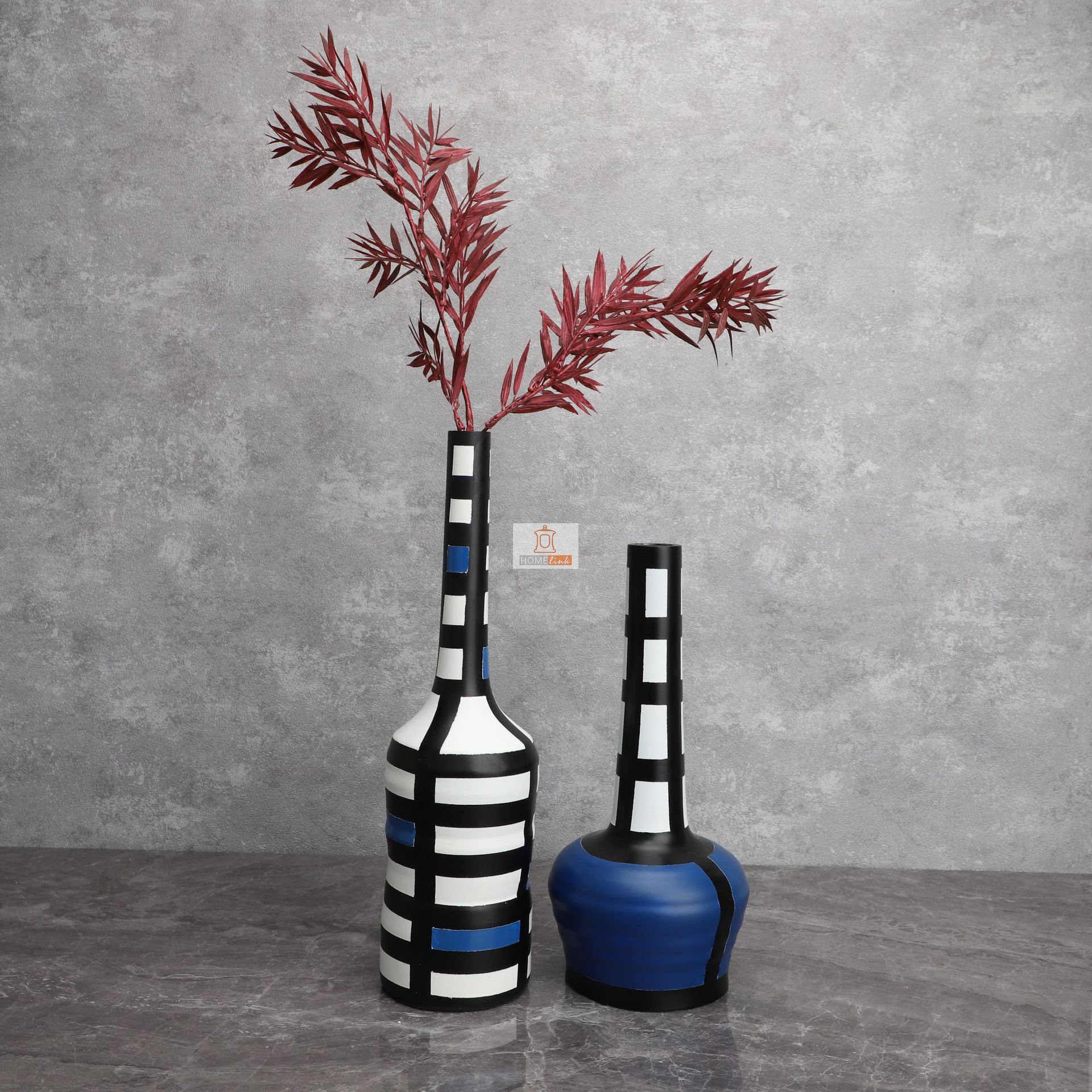 European style painted grid resin creative vase