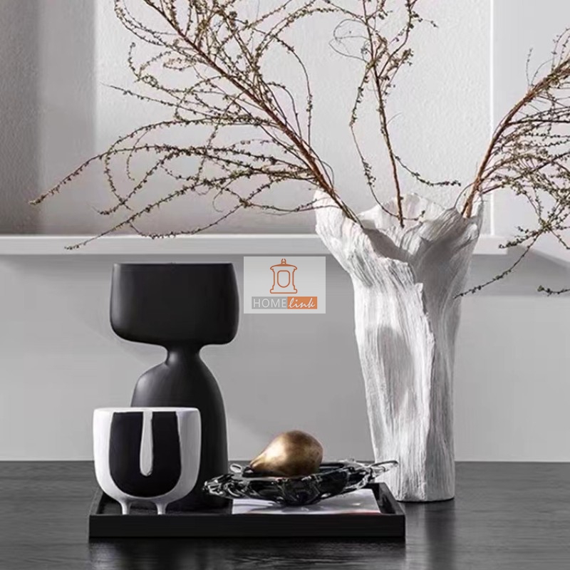 Light luxury creative dry flower tree stump resin flower arrangement handicraft vase ornaments