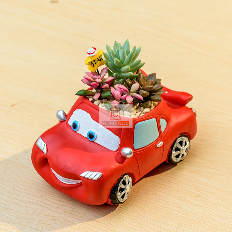 Creative cartoon car succulent resin flowerpot