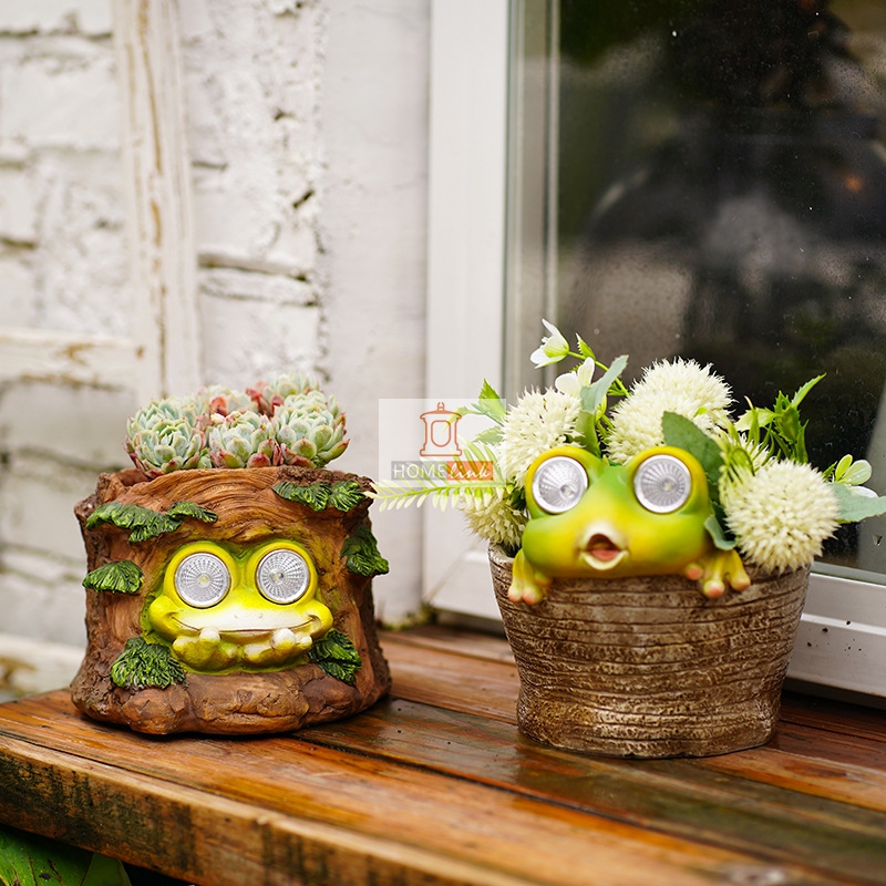 Creative simulation of animal solar lights resin succulent flower pots