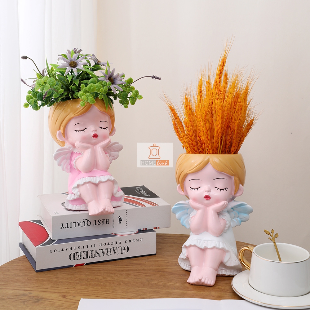 Angel creative girl character resin flowerpot