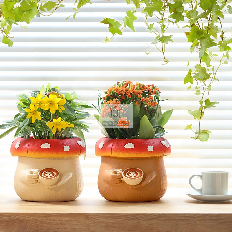 Cute Belly Mushroom End Coffee Cup Resin Decoration Flower Pot