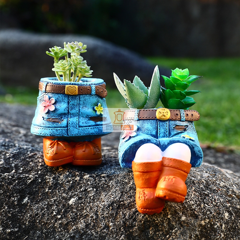 European and American pastoral denim series resin decorative flower pots