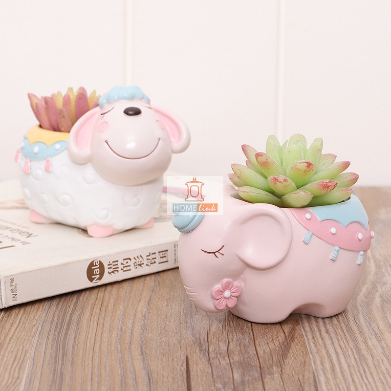 Cartoon animal style creative resin gardening flowerpot