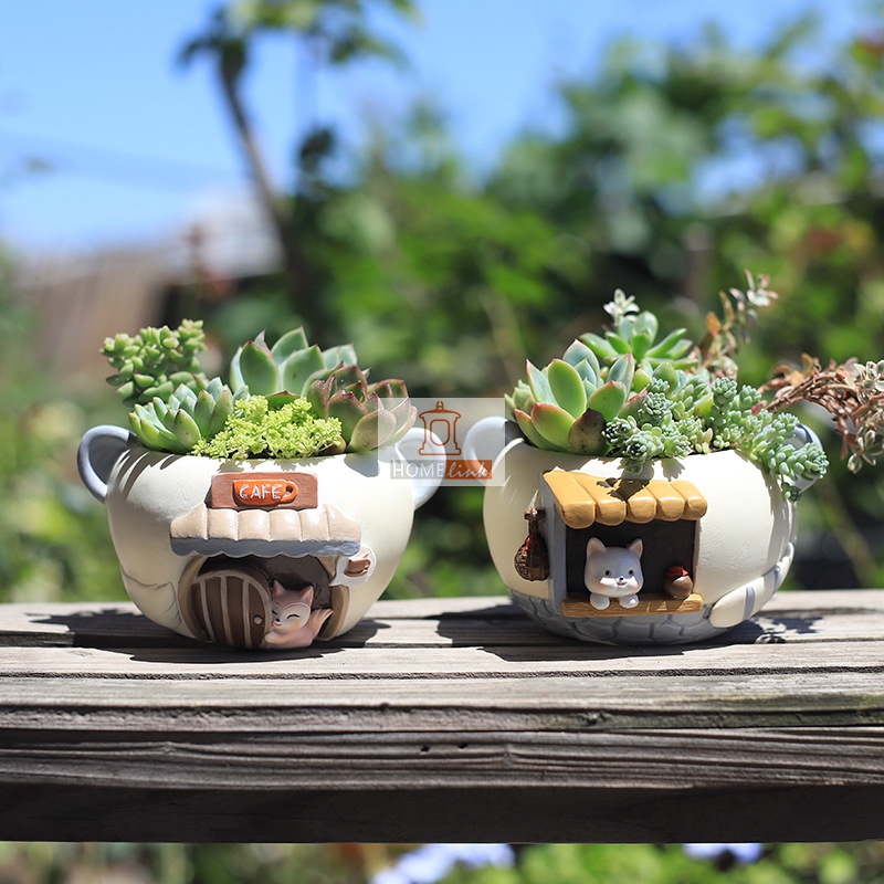 Creative cartoon pet style succulent resin decorative flower pot