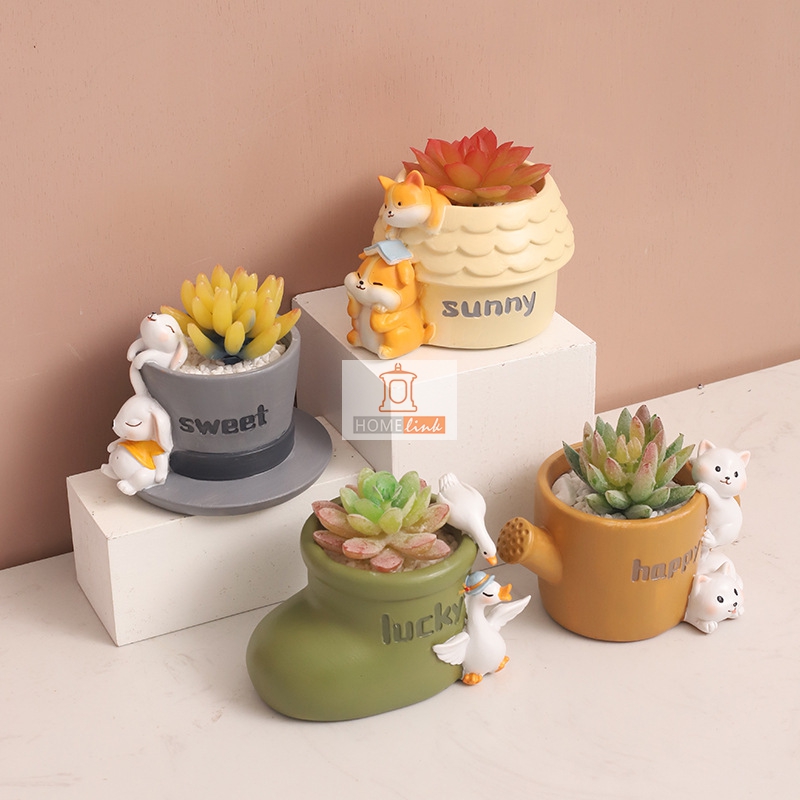 Creative home decoration resin succulent flowerpot