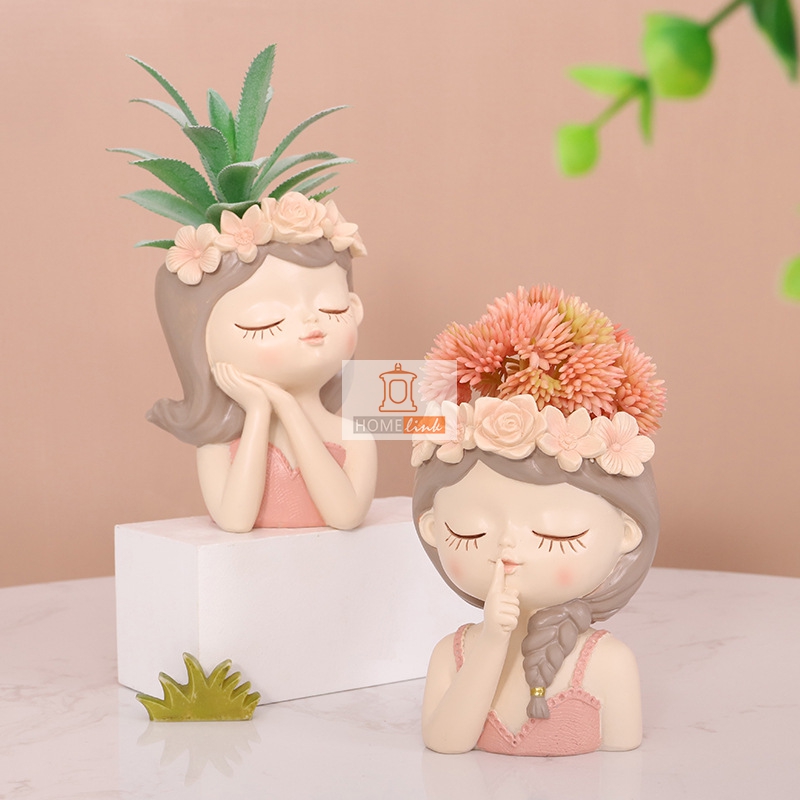 Creative and cute little girl style garden succulent flowerpot