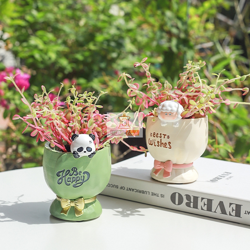 Creative cartoon cute pet potted resin flowerpot