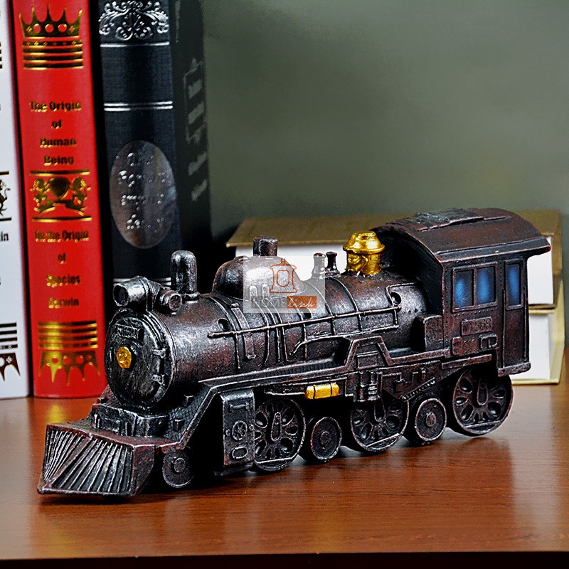 European vintage train model resin ornaments