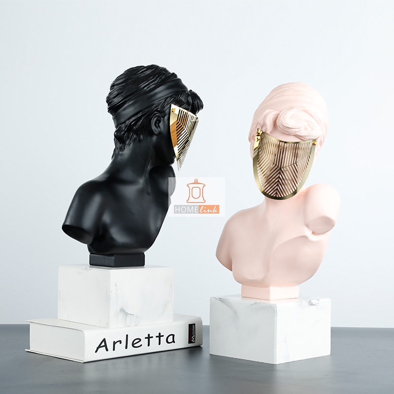 Nordic modern masked figure sculpture resin ornaments