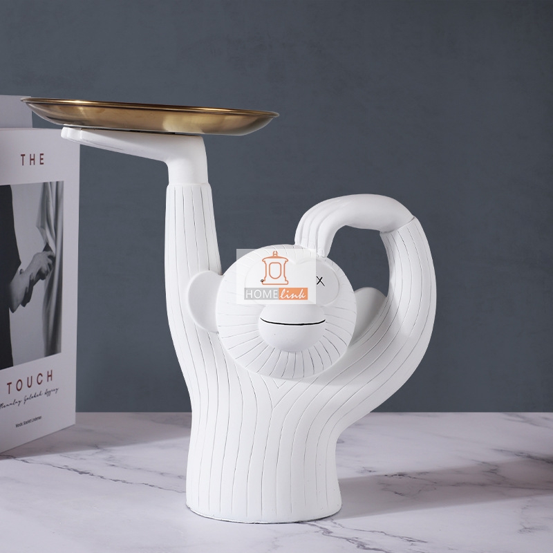 Nordic style monkey tray shaped resin ornaments