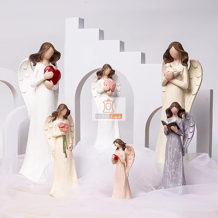 European style flower fairy angel statue, love goddess holding flowers and reading ornaments