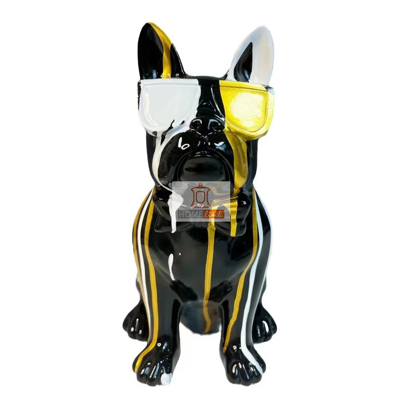 Nordic Creative Colorful Glasses Method Dog Fighting Resin Crafts