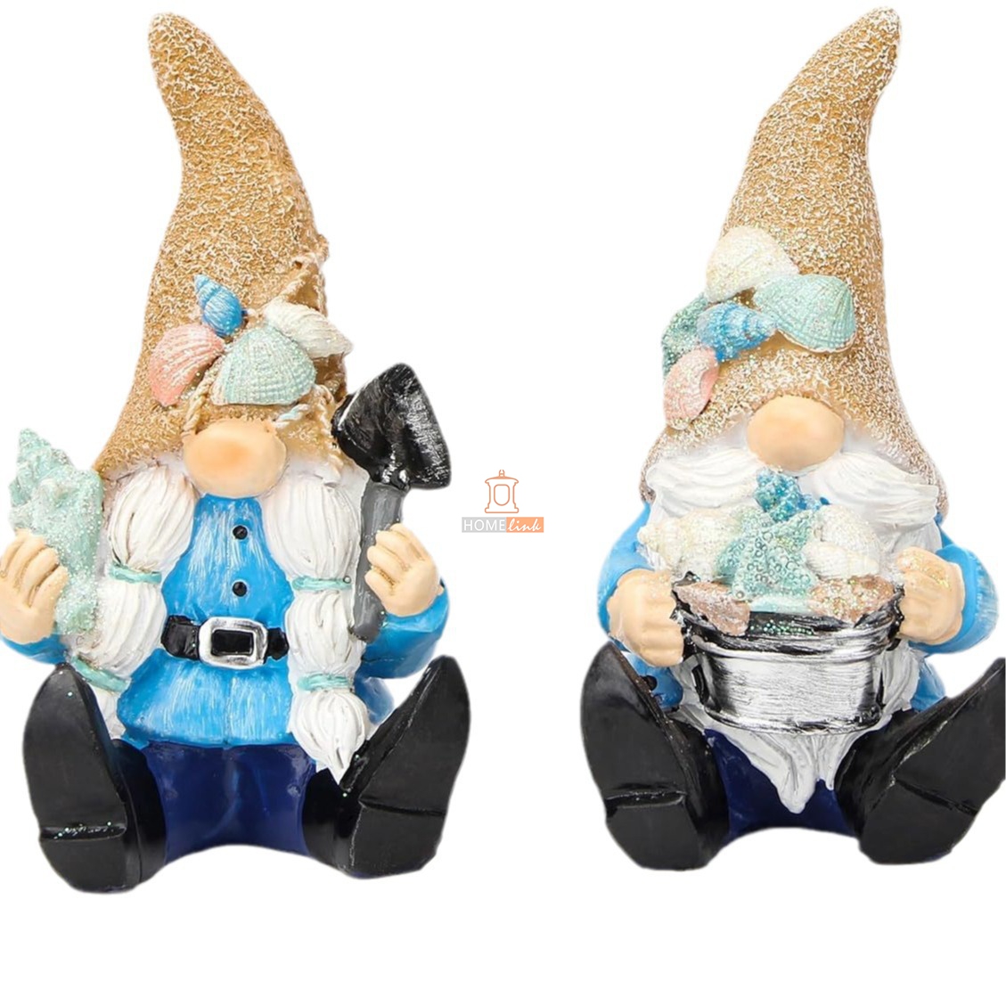 Beach style dwarf figurine ornament by the seaside