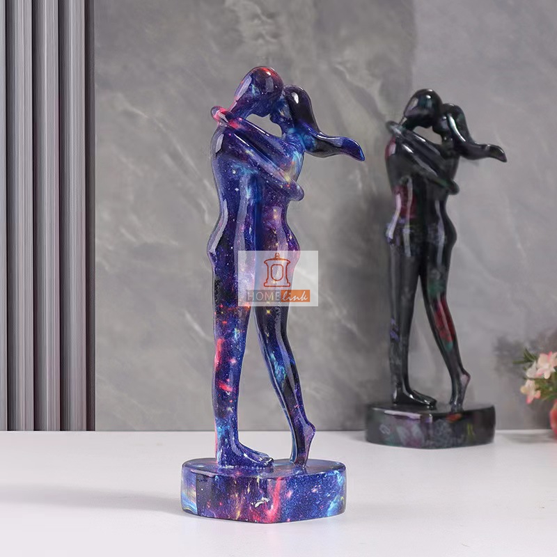 European starry sky couple kissing and hugging ornaments