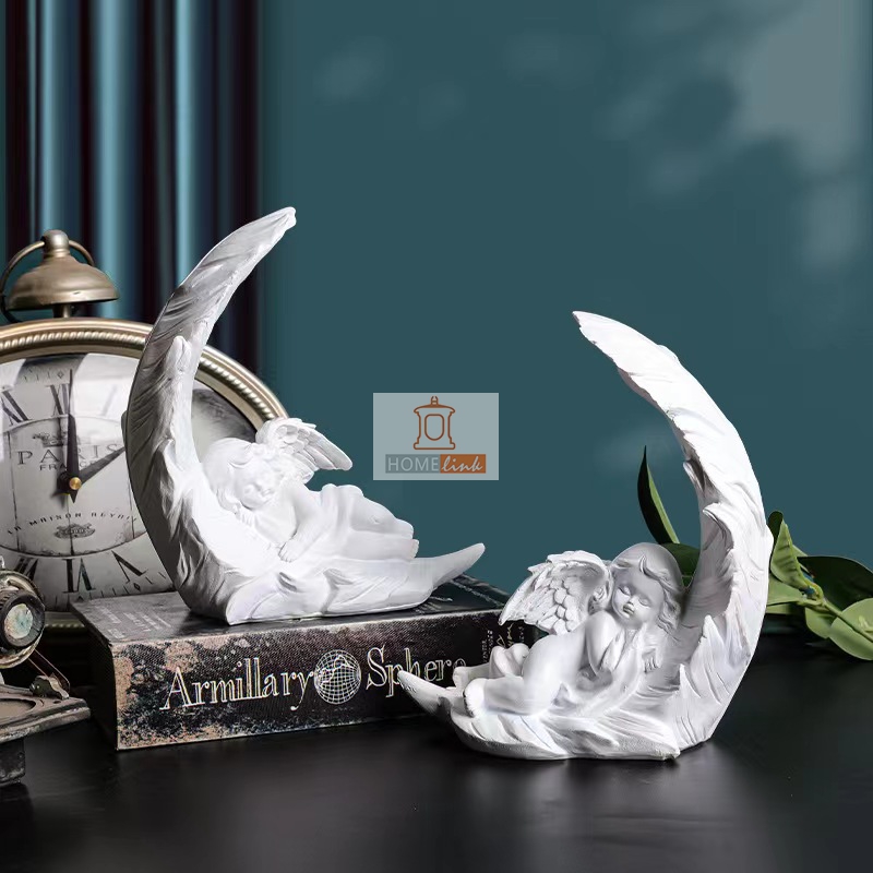 Nordic retro white feather angel shaped ornament