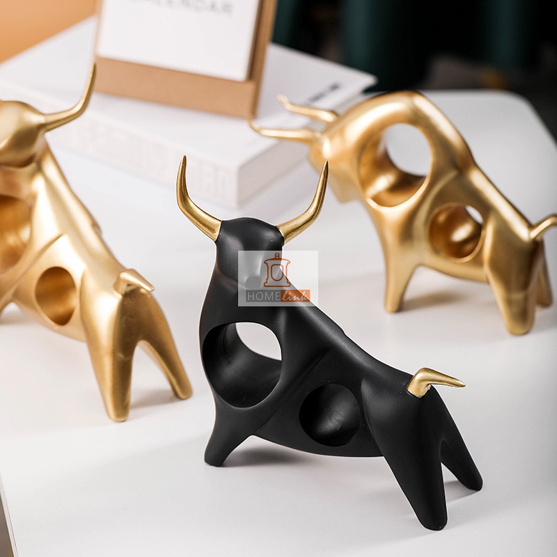Nordic style hollowed out animal cow art ornaments