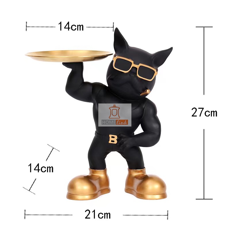 Creative Bulldog Resin Tray Storage Decoration