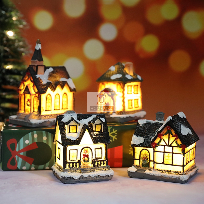 Creative resin ornaments for decorating small houses during Christmas