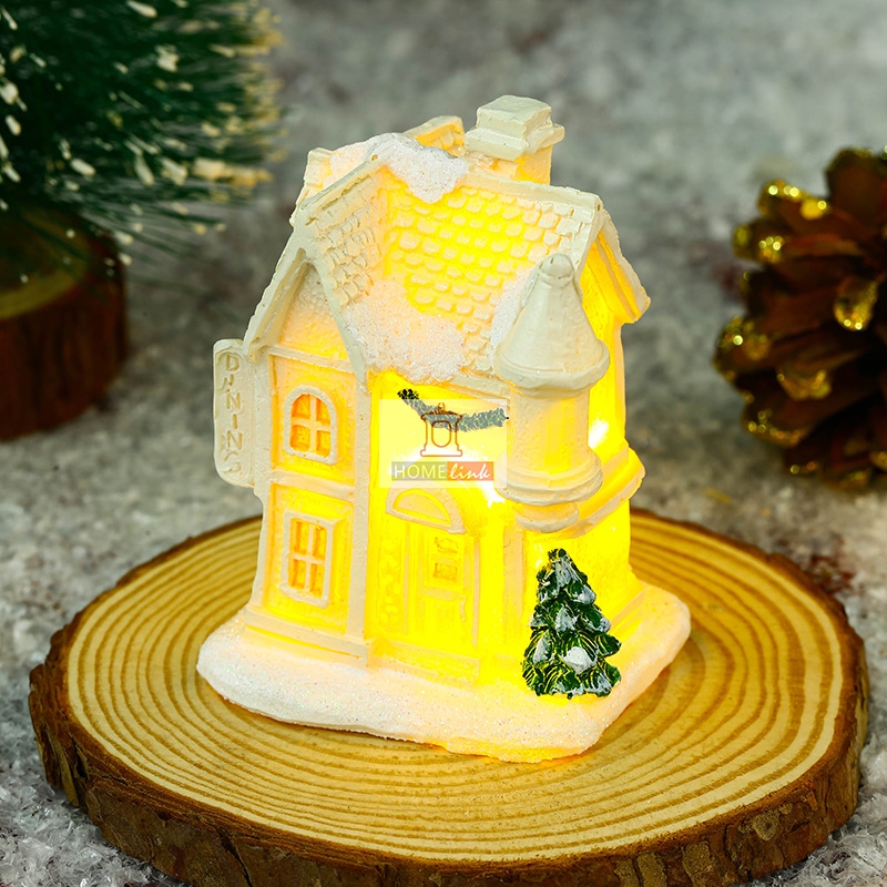 Creative resin ornaments for decorating small houses during Christmas