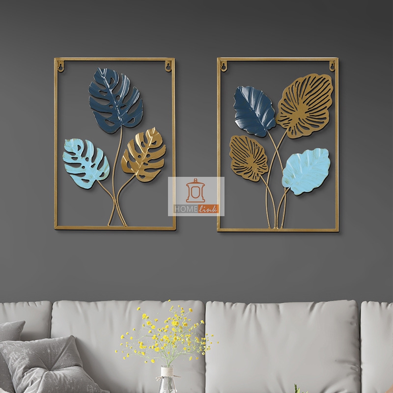 Iron leaf living room background wall decoration